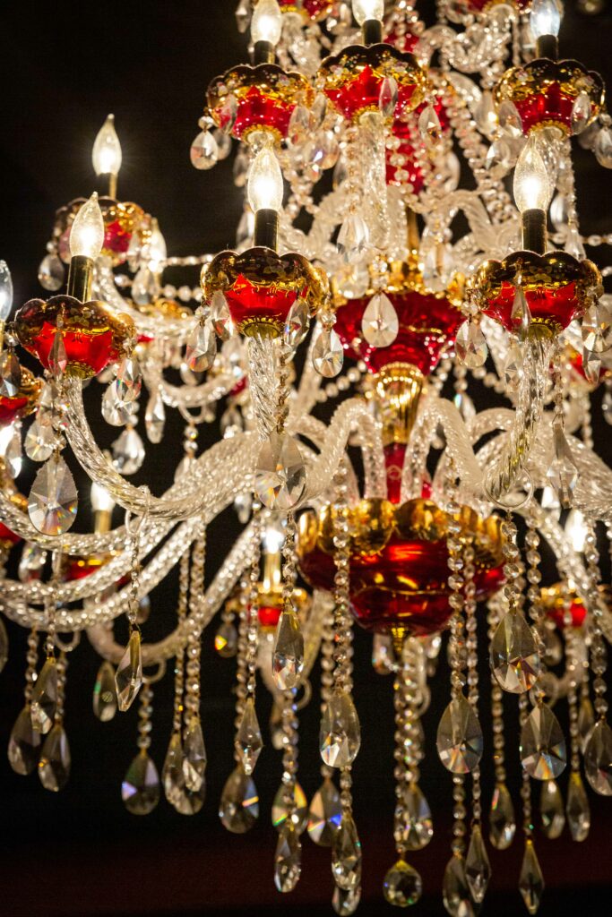 beautiful red and white chandelier
