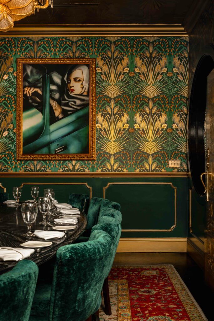 Private room table set for dinner